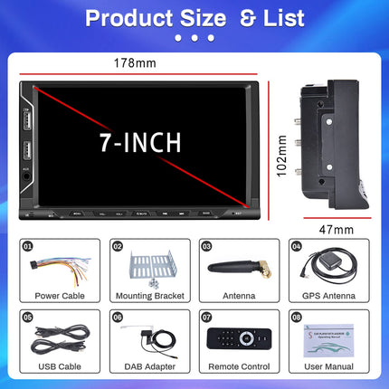 Hikity Car Radio DAB+ Double Din Android 13 with Navigation 7 Inch Touch Screen Carplay Android Auto Audio Radio with Bluetooth Handsfree Mirror Link WiFi Support Rear View Camera AUX
