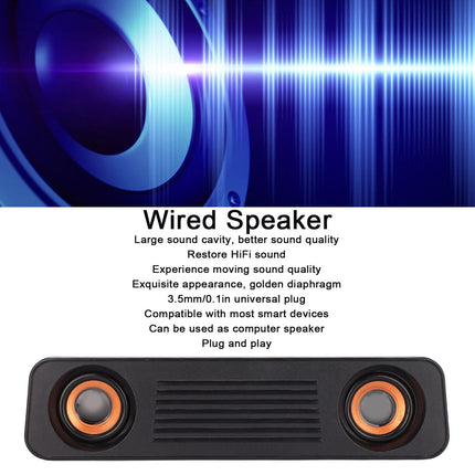 KIMISS juhtmega heliriba subwooferiga, ABS, juhtmega kõlar, HiFi stereo subwoofer, USB toide, 3,5 mm pistik, kaasaskantav pikk