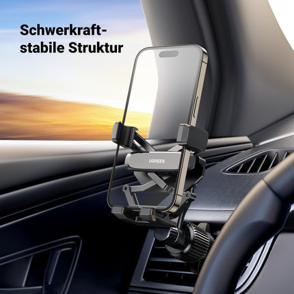 UGREEN autotelefoni hoidik 360° pööratav mobiiltelefoni hoidik autoventilatsiooniga, gravitatsioonisüsteemi ja metallist konksklambriga navigeerimiseks. Ühildub mudelitega 16, 15, 14, 13, 12Pro Max, Galaxy 23 Ultra jne.
