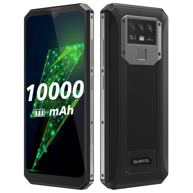 OUKITEL K15 Plus 10000mAh Battery Unlocked Smartphone, 18W Fast Charging+Reverse Charging, 3GB+32GB, 13MP Triple Camera, Android 10 Dual SIM Mobile Phone, 6.52''HD+, Fingerprint Face Recognition NFC Black