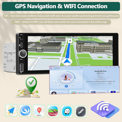 Android 13 2+64GB 1-din autoraadio Carplay, Android Auto, MP5-mängija, 6,86-tollise HD puutetundliku ekraaniga karastatud klaasist autoraadio Bluetoothi, FM/RDS-i, ekvalaiseriga WiFi, GPS-i, SWC ja Mirror Linkiga