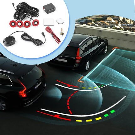 Car Premium Combi Parking Sensors 12V 16.5mm Parking Sensors Front Rear with Plug-in System Built-in Backup Radar Sensor Reversing Alarm Kit with Audio Buzzer Additional Kit (White)