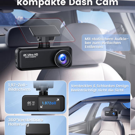 Auto armatuurlaud 4K+1080P SIGRILL auto armatuurlaud esi-taga, WiFi armatuurlaua kaamera rakenduse juhtimine, tasuta 64GB kaart, üliöise nägemisega armatuurlaud, 24H parkimisrežiim, G-andur, tsükkelsalvestus, max 256GB