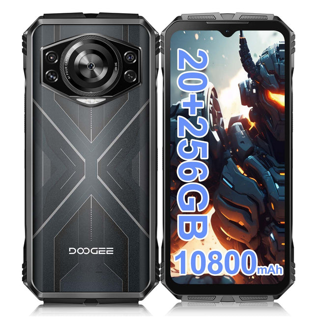 DOOGEE S Cyber ​​​​õues kasutatav nutitelefon Android 14, 20GB(8+12)/256GB, 10800mAh, 6.58'' FHD+ lepinguta õues kasutatav mobiiltelefon 50MP+16MP kaheksatuumaline ehitusplatsi mobiiltelefon, 4G kahe SIM-kaardiga/IP68 veekindel/OTG/NFC/GPS 2024