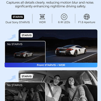 AZDOME 4K autokaamera 4K+ 1080P+ 2.5K ees, taga, sees, kahe STARVIS kaameraga, 64GB SD-kaart, WiFi, GPS, öönägemine, parkimismonitor, tsükkelsalvestus, WDR, G-andur, 3.19” kuumakindel, M550 MAX