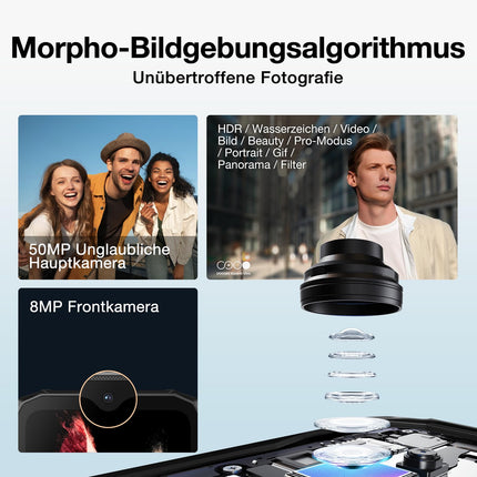 DOOGEE Blade 10 Ultra õues kasutatav nutitelefon, lukustamata Android 14, 20 GB + 256 GB õues kasutatav nutitelefon, 10,7 mm üliõhuke, läbipaistev tagakülg, 5150mAh, 6,56" HD+ 90Hz, 50MP, IP68/69K/NFC/GPS