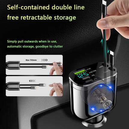 SNZ 5-ühes sigaretisüütaja USB-C 60W sissetõmmatav autolaadija, reisitarvikud autosse, autotarvikud iPhone 16 16 15 14 13 Pro Max Plus Galaxy S25 S24 S23 jaoks
