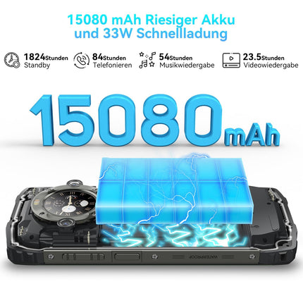 Blackview BV9300 Pro välistingimustes kasutatav mobiiltelefon 16GB+256GB 120Hz 6.7" FHD+1.32" tagumine ekraan 15080mAh(33W) välistingimustes kasutatav nutitelefon ilma lepinguta Android 13, 64MP+32MP, sõrmejäljelugeja, IP68 veekindel, GPS, IP69K, NFC