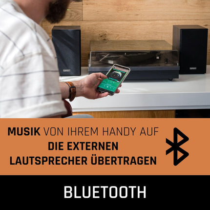 Lenco LS-300 - Hi-Fi plaadimängija Bluetoothiga - Väliste kõlaritega 2 x 10 W RMS - Rihmülekanne - Automaatne seiskamine - MDF-korpus - Must, LS-300 must