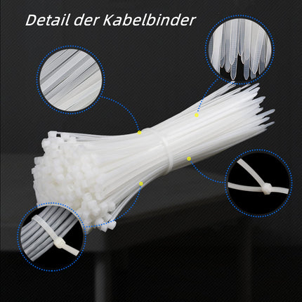 Cable ties white 8.8 mm x 500 mm UV-resistant cable ties white long tensile force 80 kg white cable ties 100 pieces