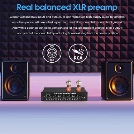 Douk Audio HiFi vaakumtoru ekvalaiser 7-ribaline ekvalaiser, XLR eelvõimendi, kodukino (T8 PRO)