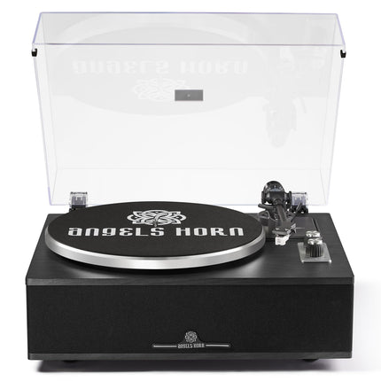 ANGELS HORN Bluetooth vinüülplaadimängija | 2-käiguline plaadimängija sisseehitatud kõlaritega | Komplektis Phono eelvõimendi ja AT-3600L helipea | Must