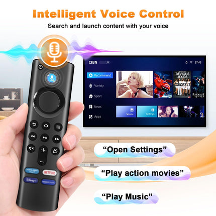 Replacement Voice Remote Control (3rd Gen) with Voice Function for Smart TV (2nd Gen/3rd Gen/Lite/HD), for Smart TV Cube (2nd Gen/3rd Gen), With Volume Buttons, Power Button