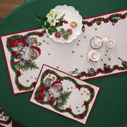 Villeroy &amp; Boch – Toy's Fantasy Table Runner "Santa" Large Colorful, Machine Washable, Christmas Decoration, Christmas Decoration Toys, Table Runner XL, Cotton, Polyester