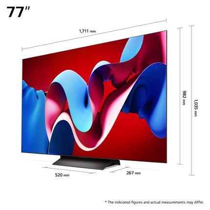 LG OLED77C47LA TV 77" (195 cm) OLED evo TV (α9 Gen7 4K AI processor, webOS 24, Dolby Vision, up to 120Hz) [Model year 2024]