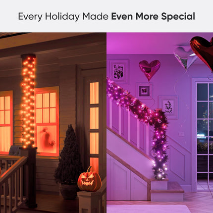 Nanoleaf 24M nutikad jõulupuutuled, IP44 RGB IC LED-id sise- ja välistingimustes kasutamiseks, animeeritud värvistseenid, muusika sünkroonimine, materjali edastamine WiFi kaudu, rakenduse ja hääljuhtimisega Alexa, Apple Google'i ja jõulukaunistusega