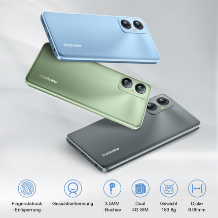 Blackview A52 Pro (12GB+128GB) nutitelefon ilma lepinguta, 5180mAh 90Hz/6.52" HD+ Android 13 mobiiltelefon, soodne, 13MP+5MP kaamera, kaheksatuumaline/sõrmejäljelugeja/3.5mm pesa/GPS/kahe SIM-kaardiga 4G SIM-kaardivabad mobiiltelefonid