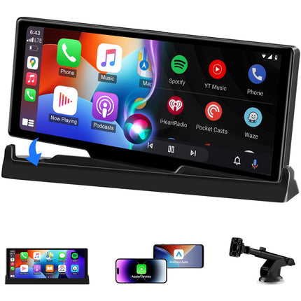 Jansite Carplay Android Auto ekraan eksklusiivse kronsteiniga, 10,26-tolline puutetundlik automängu ekraan GPS-navigatsiooniga Bluetooth sõbra ekraan Siri/GOO-gle'iga
