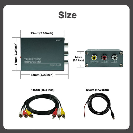 ATOTO AC-HAV50 videoväljundi adapter - HDMI-AHD videomuundur - kõigile ATOTO autostereodele (ei ühildu ATOTO X10 seeriaga)