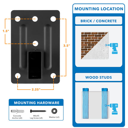 Mount-It! Universal Speaker Wall Mounts, 1 Pair, Side Clamp, Bookshelf Mount, Large or Small Speakers, 2 Brackets, 25 kg Capacity, Black (MI-SB37)