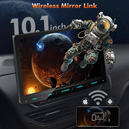 URVOLAX DAB+ autoraadio ekraaniga, 10,1-tolline juhtmevaba Apple Carplay ja Android Auto, 1 DIN Bluetooth-autoraadio puutetundlik ekraan, auto taasesitusmonitor koos MirrorLinki/Navi/RDS/FM/AM/SWC/EQ/tagurduskaameraga