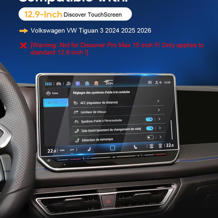 LFOTPP [2 tk] Ekraanikaitse, mis ühildub VW Tiguan III MK3 2024 2025 12,9-tollise Discover navigatsiooni-GPS puuteekraaniga, Tiguan 3 12,9-tollise Nano PET 5H kriimustuskindel kaitsekile lisatarvikutega