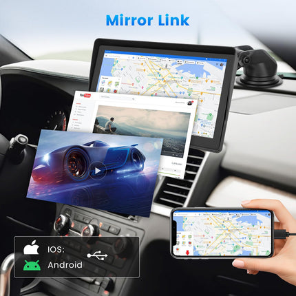 Inefala 7-tolline Carplay juhtmevaba auto, CarPlay ja Android Auto kaasaskantav puuteekraan, Mirror Link, EQ seaded, kaugjuhtimispult, FM/TF/USB