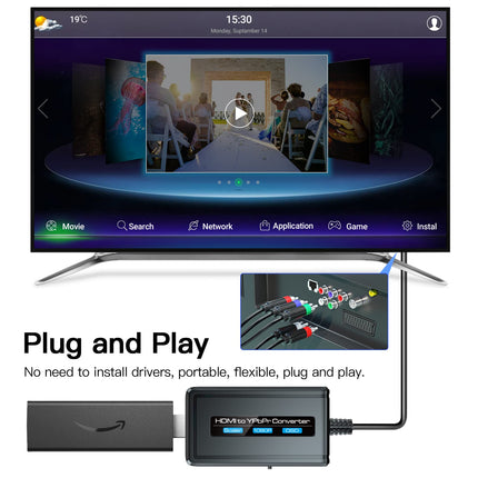 PARUIEN 1080P HDMI to Component Converter with Scaling Function, HDMI to RGB YPbPr Scaler Adapter, HDMI to Component YPbPr + R/L Audio Converter, HDMI to Component Adapter