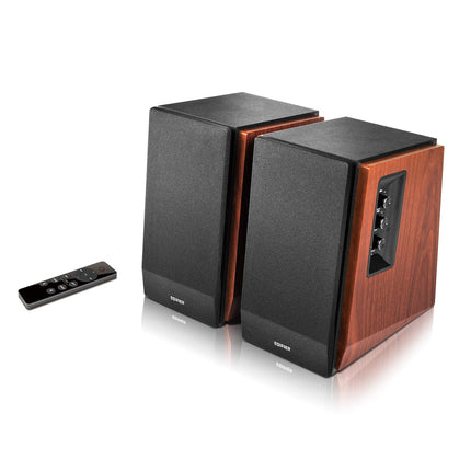 Edifier R1700BTs aktiivkõlarid - Bluetooth v5.0, 2.0 juhtmevabad lähivälja stuudiokõlarid - 66w RMS subwooferväljundiga - puidust korpus, pruun