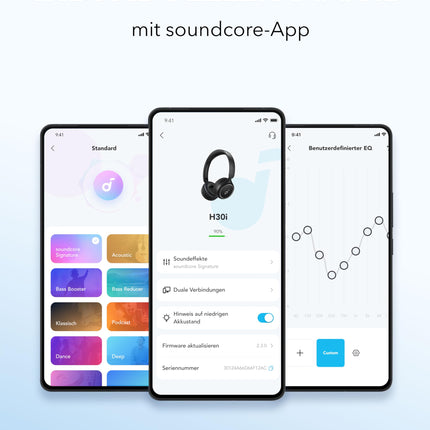 Soundcore H30i juhtmevabad kõrvaklapid, kokkupandav disain, puhas bass, 70 tundi taasesitust, Bluetooth 5.3, kerged ja mugavad, rakenduse juhtimine, mitmepunktiline ühendus