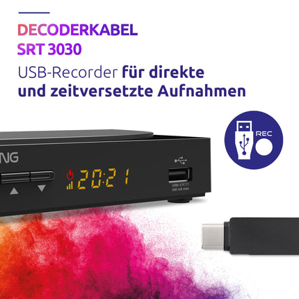 STRONG - Digitaalne HD kaabelvastuvõtja SRT 3030 - TV vastuvõtja kaabeltelevisioonile - Dolby Audio - DVB-C HDMI, SCART ja USB ühendustega - Energiasäästufunktsioon - Kasutajasõbralik menüü - Must