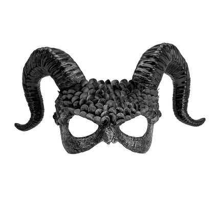 W WIDMANN MILANO Party Fashion 08483 - Mask demon with horns, black angel, scary Halloween costume