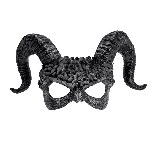 W WIDMANN MILANO Party Fashion 08483 - Mask demon with horns, black angel, scary Halloween costume