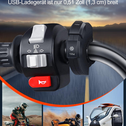 ZEXMTE mootorratta USB-pesa, 18W QC 3.0 ja 30W PD C-tüüpi kahekordne USB mootorratta laadija, 12V/24V veekindel mootorratta pesa telefonidele, tahvelarvutitele, digikaameratele, GPS-ile