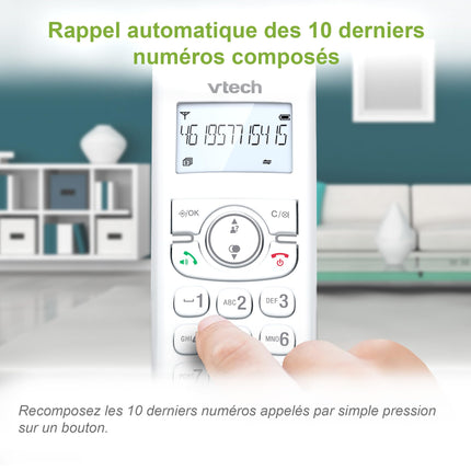 (Prantsuse versioon) VTech CS1501 juhtmeta DECT-telefon kahe telefonitoruga, kõnepiiranguga, helistaja ID/kõne ootamisega, valjuhääldiga, valgustatud ekraaniga ja valgustatud klahvistikuga