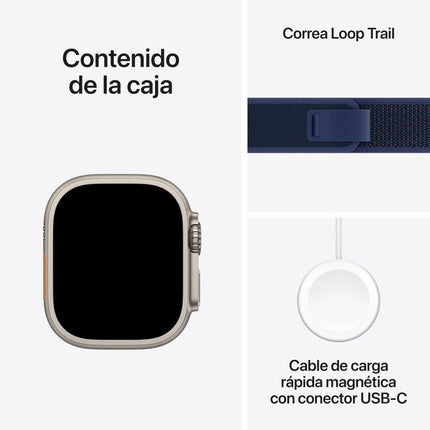 Apple Watch Ultra 2 [GPS + Cellular, 49mm] Natural Titanium Case with Blue Trail Loop Band, M/L (Refurbished)