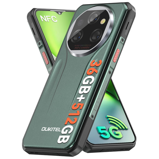 OUKITEL WP39 Pro Outdoor Smartphone 5G - 36GB+512GB/TF 2TB 11000mAh Outdoor Mobile Phone Without Contract, 6.6” FHD+ Android 14 Waterproof Construction Site Phone, 64MP+32MP+8MP Night Vision Camera, NFC/GPS/IP68/Face ID