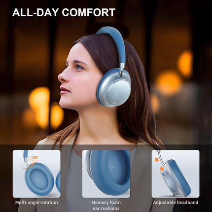 T-fun NC35 hübriidkõrvaklapid aktiivse mürasummutusega, juhtmevabad ruumilise heliga kõrvaklapid, läbipaistvusrežiim, Bluetooth 5.3, ekvalaiser rakenduse kaudu, 55 tundi mänguaega reisimiseks/tööks