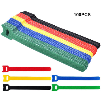 Reusable Cable Ties, Adjustable Multifunctional Cable Ties, Wire Organizer, Black Hook and Loop Nylon Cable Guide for PC Cable Management, Organizing Cables, TV,