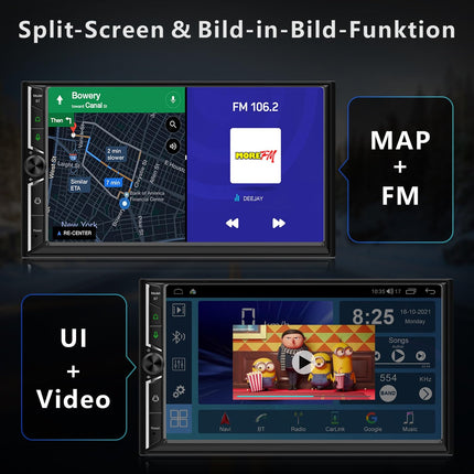 Android Double DIN raadio juhtmevaba Carplayga, juhtmevaba Android Auto autoraadio ekraaniga, 4G+64G 7-tolline CarPlay, autoraadio 2DIN puutetundliku ekraaniga, navigatsiooniga, Bluetooth, GPS, WiFi, AM/FM/RDS, AUX/SWC