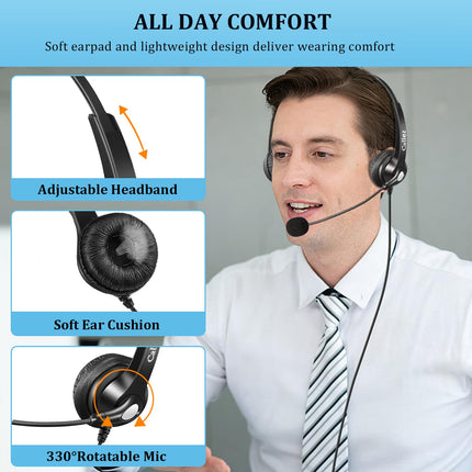 Callez 2.5mm jack headset telephone with microphone noise cancelling, cordless landline headphones for Panasonic Gigaset C430A CL660HX Polycom Cisco SPA cordless landline telephones