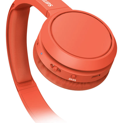 PHILIPS Audio TAH4205RD/00 kõrvaklapid bassivõimendi nupuga (Bluetooth, 29 tundi mänguaega, kiirlaadimine, müraisolatsioon, kokkupandav), punased