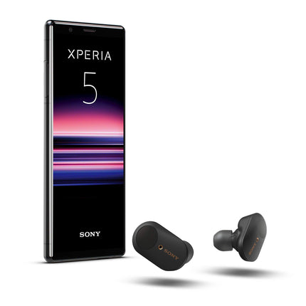 Sony Xperia 5 komplekt, 6,1-tolline FHD+ HDR OLED 21:9 ekraan, 6 GB muutmälu, 128 GB salvestusruumi, must + WF-1000XM3 tõeliselt juhtmevabad mürasummutavad kõrvaklapid, mustad
