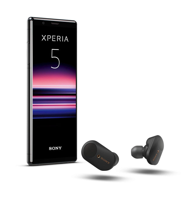 Sony Xperia 5 komplekt, 6,1-tolline FHD+ HDR OLED 21:9 ekraan, 6 GB muutmälu, 128 GB salvestusruumi, must + WF-1000XM3 tõeliselt juhtmevabad mürasummutavad kõrvaklapid, mustad
