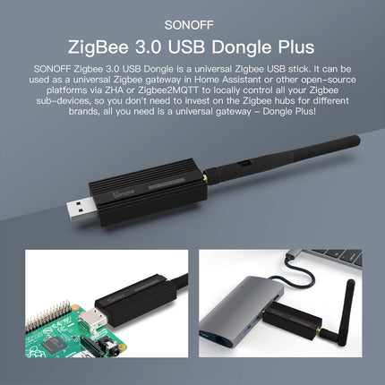 SONOFF Zigbee 3.0 USB Dongle Plus, Zigbee Gateway TI CC2652P + CP2102N Zigbee USB Stick, Zigbee Hub for ZHA in Home Assistant or Zigbee2MQTT, Open HAB etc.