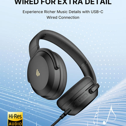 Edifier WH700NB Pro juhtmevabad kõrvaklapid -43dB aktiivse mürasummutusega, kõrglahutusega heli, AAC, Bluetooth V5.4, mitmepunktiline ühendus, tehisintellektiga selged kõned, kiire laadimine, kokkupandavad - mustad