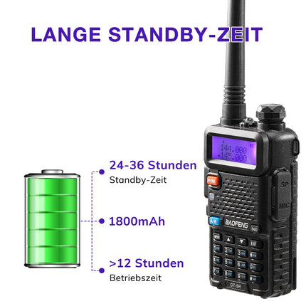 BAOFENG GT-5R raadiosaatja, kahe sagedusalaga kahesuunaline raadio UHF VHF 144-146/430-440MHz jaoks, 128 kanali mäluga, 1800 mAh akuga, programmeerimiskaabliga, täiskasvanute kõrvaklappidega, Chirp-toega