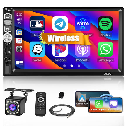 Hikity autoraadio 1 DIN juhtmevaba CarPlay ja Android Auto toega, 7-tolline autoraadio puutetundliku ekraaniga Bluetooth 5.1 autoraadio ekraaniga FM-raadio USB TF AUX