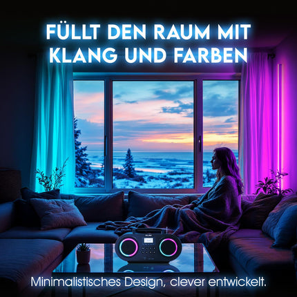 KLIM Boombox B5 raadio CD-mängijaga + FM-raadio, Bluetooth, AUX, USB + UUS + kaasaskantav CD-mängija juhtmevaba režiimi ja laetava akuga + CD-mängija automaatse unerežiimi ja digitaalse ekvalaiseriga
