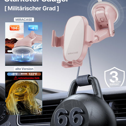 Miracase Car Phone Holder Universal [Strong Suction Cup and Metal Hook] Car Phone Holder Ventilation Dashboard Windshield Phone Holder iPhone Samsung Galaxy All Smartphones Pink